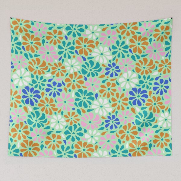 Item preview, Swirly Wildflowers Pattern Green Geometric Flowers designed and sold by RihabPrint.