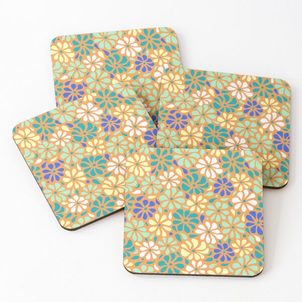 Item preview, Swirly Wildflowers Pattern Orange Geometric Flowers designed and sold by RihabPrint.