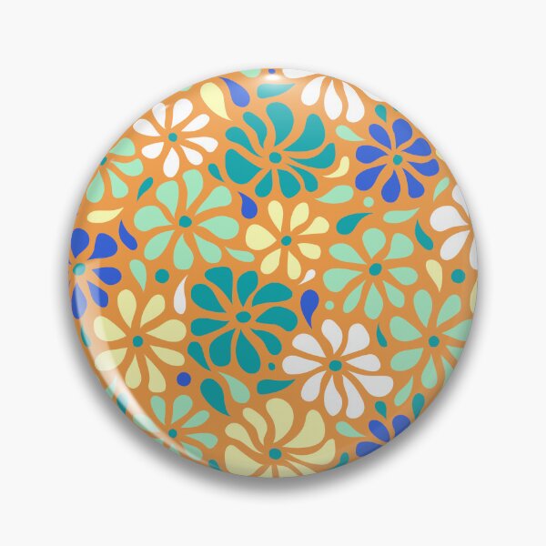Item preview, Swirly Wildflowers Pattern Orange Geometric Flowers designed and sold by RihabPrint.