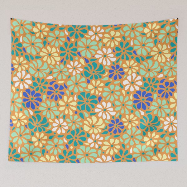 Item preview, Swirly Wildflowers Pattern Orange Geometric Flowers designed and sold by RihabPrint.