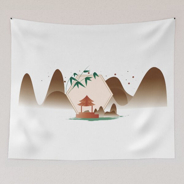 Item preview, Landscape illustrated in China with moutains and bamboo designed and sold by xdashu.