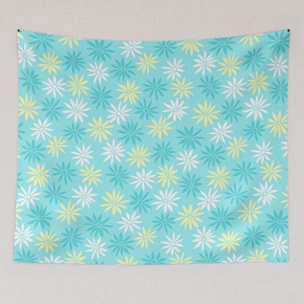 Item preview, Light Blue Swirly Botanical Wildflowers Pattern designed and sold by RihabPrint.