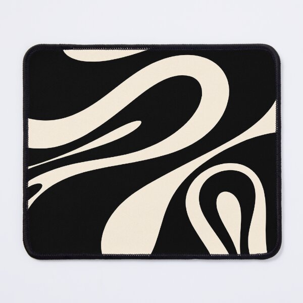 Item preview, Mellow Flow Retro 60s 70s Abstract Pattern in Black and Almond Cream designed and sold by kierkegaard.