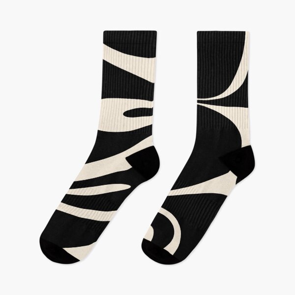 Item preview, Mellow Flow Retro 60s 70s Abstract Pattern in Black and Almond Cream designed and sold by kierkegaard.