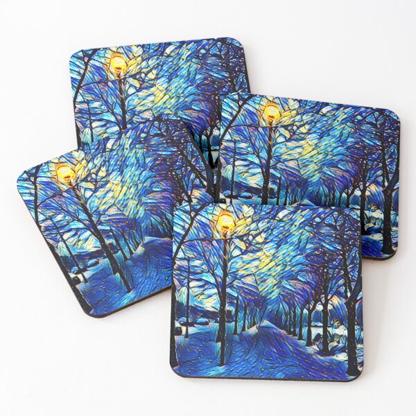 Item preview, Van Gogh Style Snow Trees with Lamp Post designed and sold by Marshmallow-Sky.