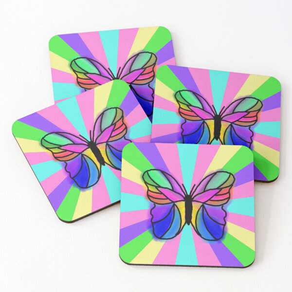 Item preview, Psychedelic 90's Butterfly Hand Drawn and Digital Art with Bright Colors designed and sold by DelynCreates.