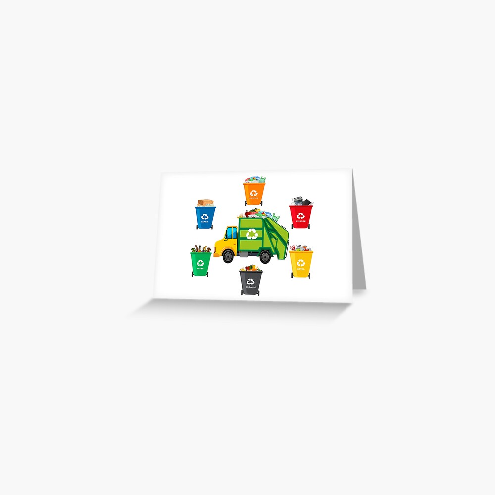 "Trash Bins Garbage Trucks Birthday Boy Toddler Recycling" Greeting