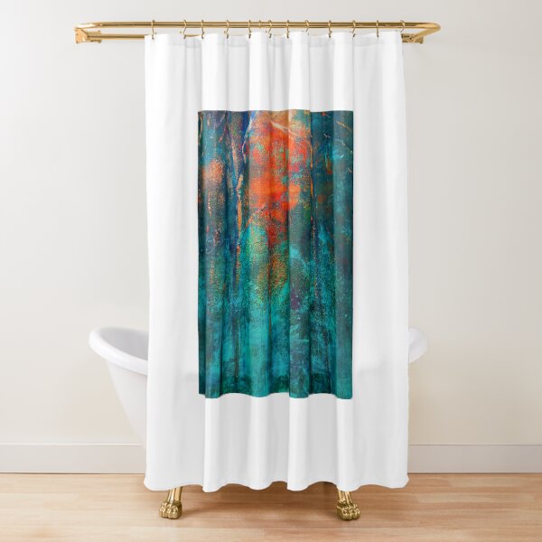 Autumn forest mist01 - Close up of large original painting by David Iddon Art Shower Curtain