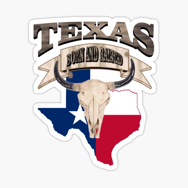 Item preview, 1980s Bull Skull Born and Raised Lone Star Texan Texas  designed and sold by LEILA ART SPACE.