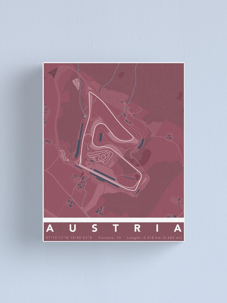 "Red Bull Ring, Austria Formula 1 Poster Track Map" Canvas Print by