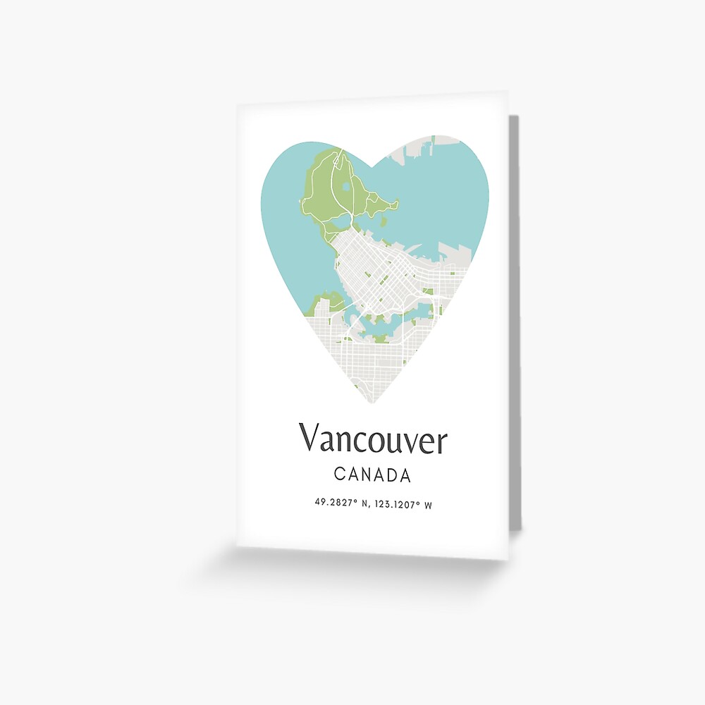 "Vancouver Love Map with Coordinates" Greeting Card by travellover