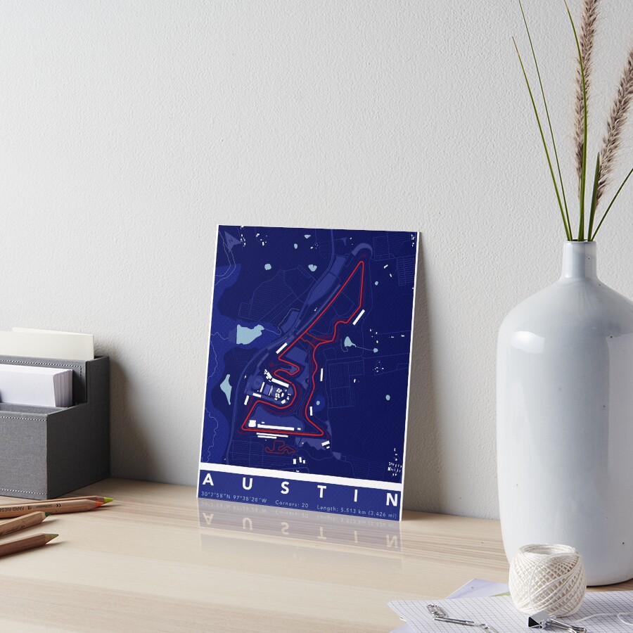 "Circuit of the Americas, Austin Formula 1 Poster Track Map" Art Board Print by MoshoboMakes