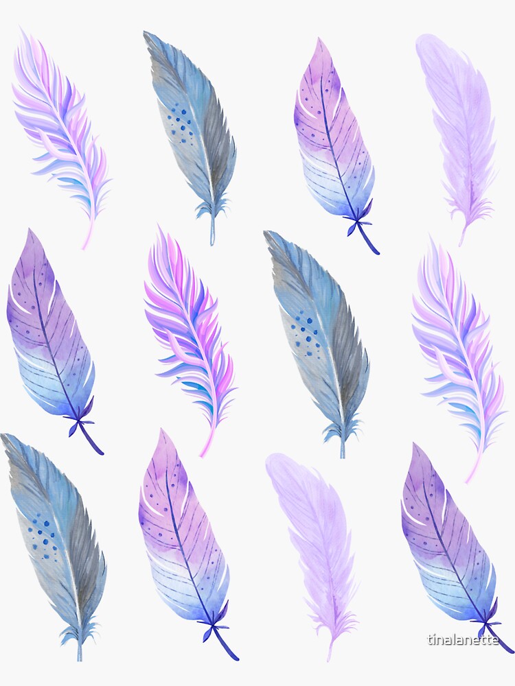 Birds of a Feather Flock Purple Feathers Sticker for Sale by tinalanette