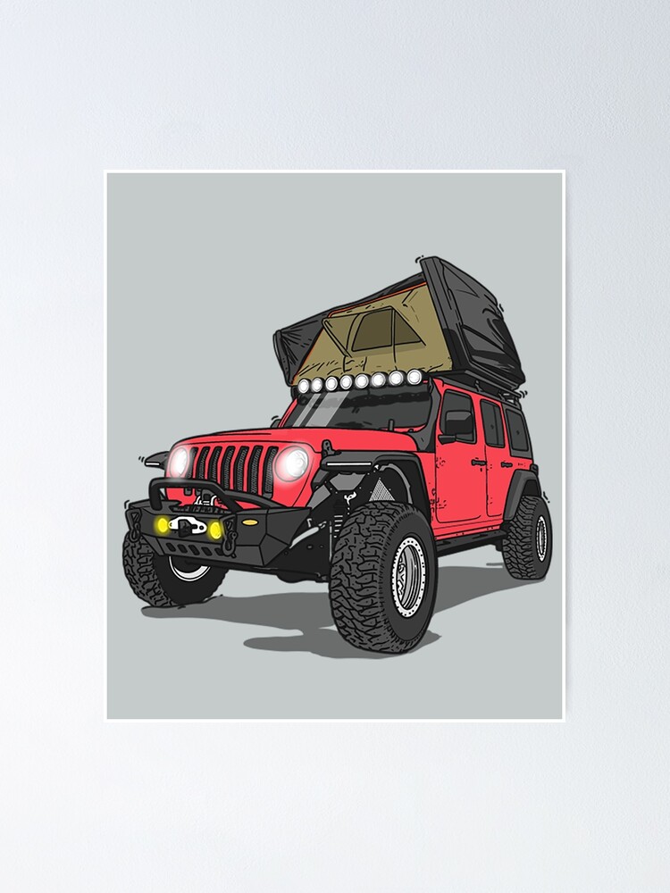 "Jeep Wrangler Jeep Wrangler Camp Time Salmon Red Jeep" Poster for