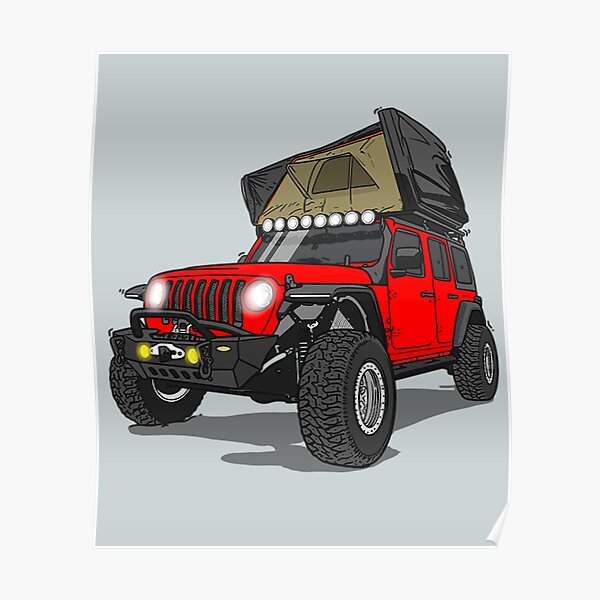 Jeep Wrangler Jeep Wrangler Camp Time Red Poster By Samhargreaves