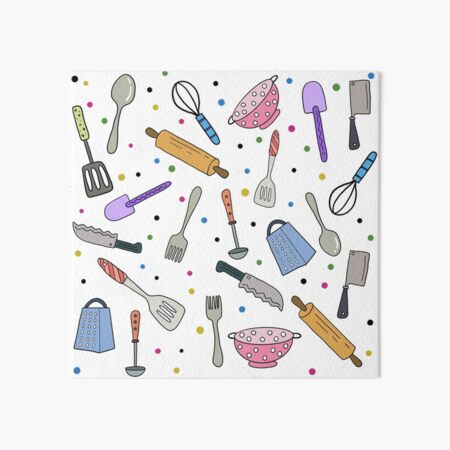 Ready To Cook?  Cute Colourful Kitchen Utensils Hand Drawing