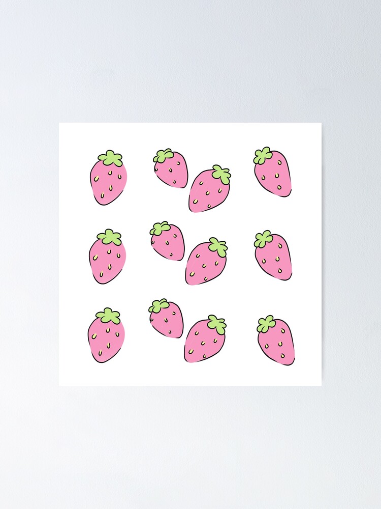 "Strawberry Cute Kawaii Sticker Pack" Poster for Sale by