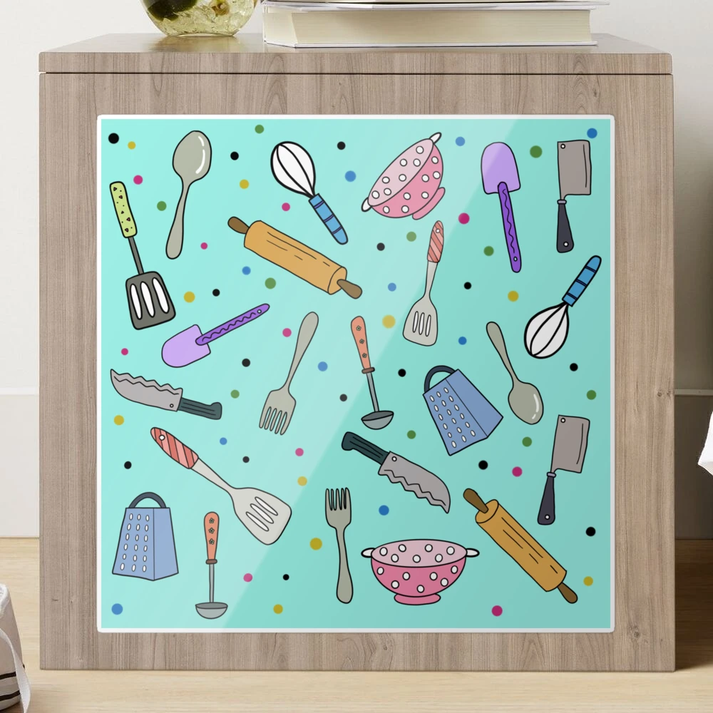 Ready To Cook?  Cute Colourful Kitchen Utensils Hand Drawing