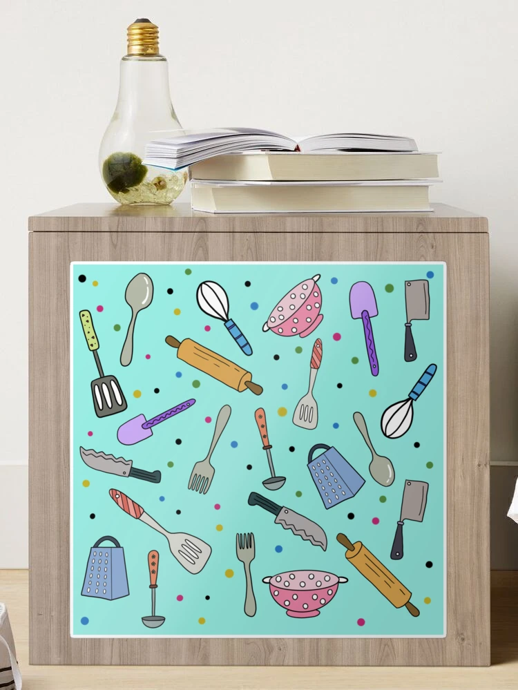 Ready To Cook?  Cute Colourful Kitchen Utensils Hand Drawing