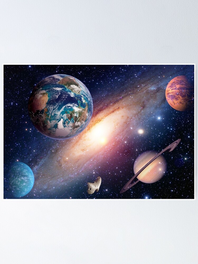 Planets Solar System Earth Sun Saturn Milky Way Poster