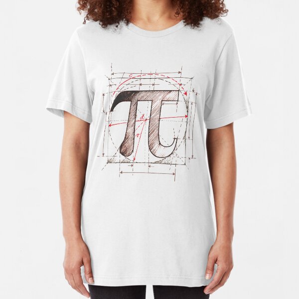 Pi Symbol Sketch Slim Fit T-Shirt