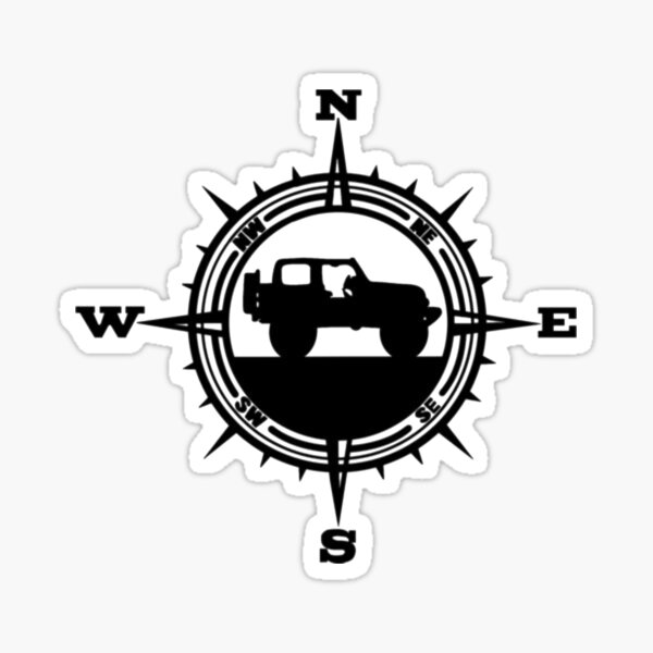 black Jeep Wrangler compass Sticker