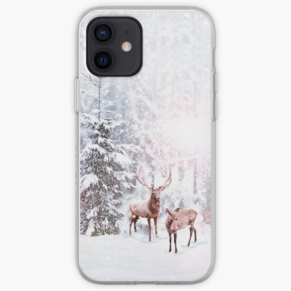 Winter wonderland - Christmas Deer Stag Snow Trees iPhone Soft Case