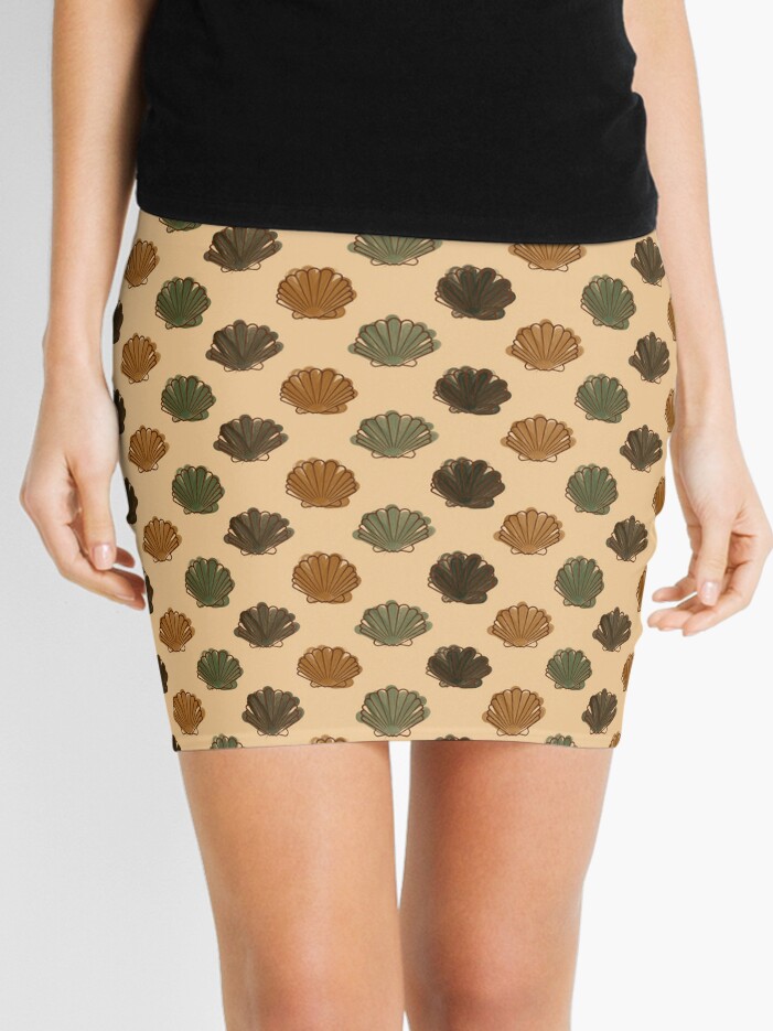 Birth of Venus Shell Pattern (Beige) Mini Skirt for Sale by ArteTeoma