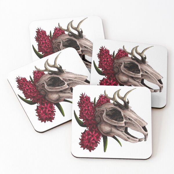 Item preview, Jackalope Skull with Flowers designed and sold by Shadehlyne.