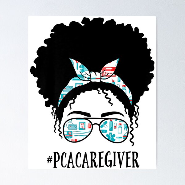 Item preview, PCA Caregiver Black Afro Messy Bun African American designed and sold by douglasgary019.