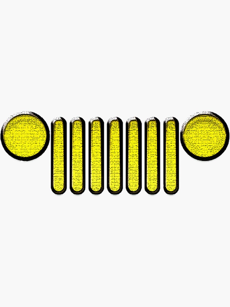 "Jeep Wrangler Yellow Jeep Grille" Sticker by Redbubble