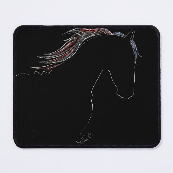 Item preview, Illustration black horse line drawn by hand by Pascale Breton Canadian artist designed and sold by Pascale Breton.