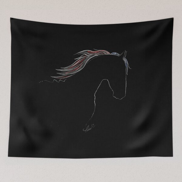 Item preview, Illustration black horse line drawn by hand by Pascale Breton Canadian artist designed and sold by Pascale Breton.