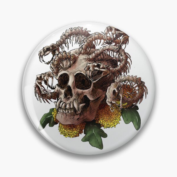 Artikelvorschau, Gorgon Schädel mit Blumen entworfen und verkauft von Shadehlyne.