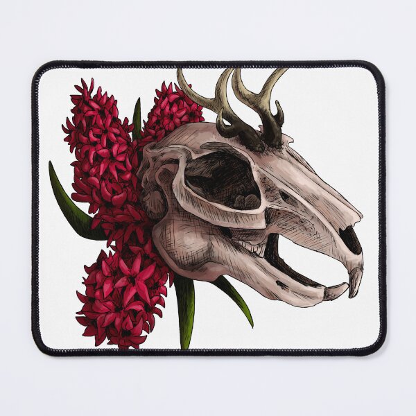 Item preview, Jackalope Skull with Flowers designed and sold by Shadehlyne.