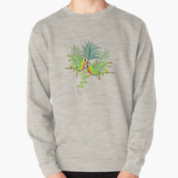 Parrots and Palm Leaves Pullover Sweatshirt