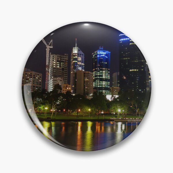 Item preview, Melbourne city night-cap with lights reflecting in the Yarra river designed and sold by James-Cole.