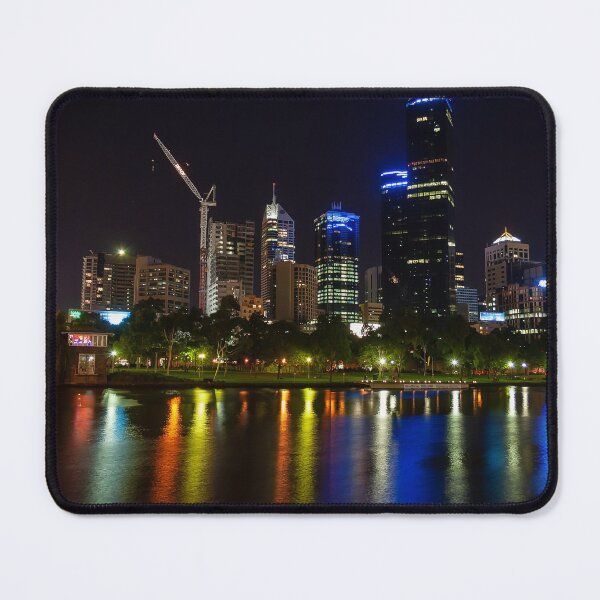 Item preview, Melbourne city night-cap with lights reflecting in the Yarra river designed and sold by James-Cole.