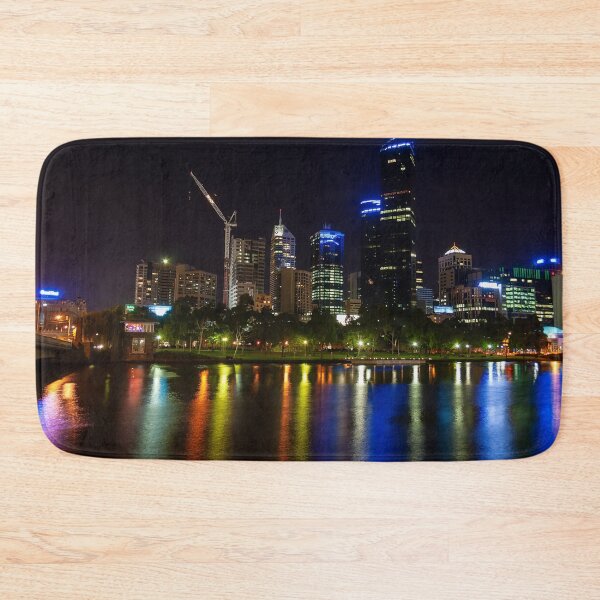 Item preview, Melbourne city night-cap with lights reflecting in the Yarra river designed and sold by James-Cole.
