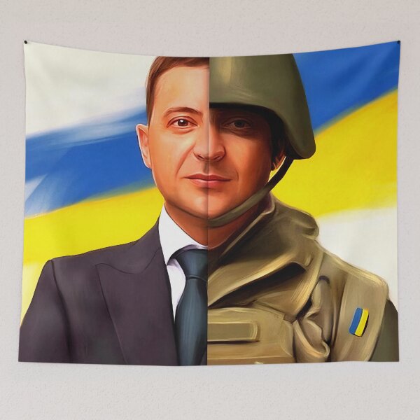 Aperçu de l'œuvre Président de l'Ukraine Volodimir Zelenski Courageux et fort Ukrainien Volodymyr Zelenskyy créée et vendue par elhefe.