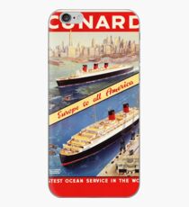 Cunard Vintage Travel Poster Restored iPhone Case