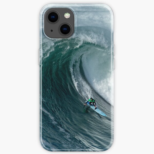 Surfer riding a foamy giant wave, Ocean, Swimming, Travel, Adventure, Surfing iPhone Soft Case