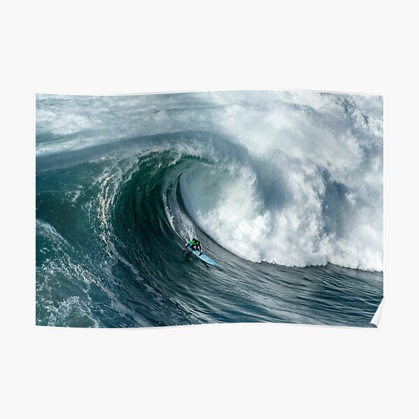 Surfer riding a foamy giant wave, Ocean, Swimming, Travel, Adventure, Surfing Poster