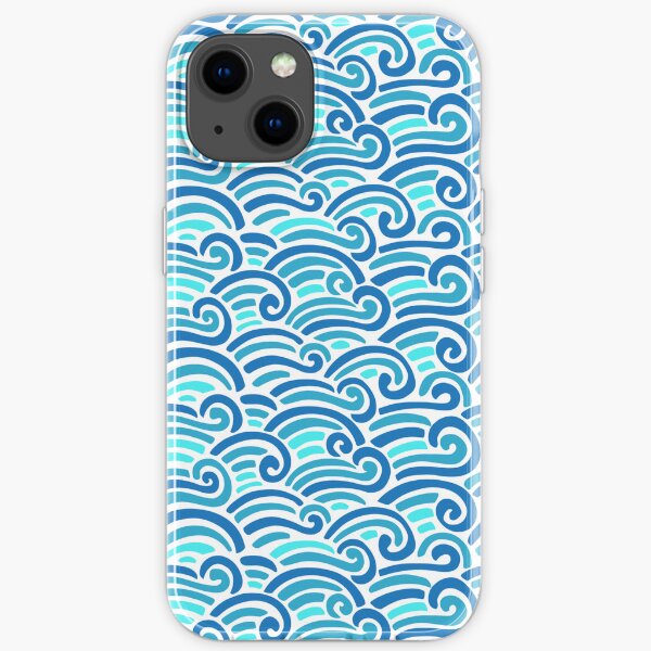 Curly spiral seamless waves, Ocean, Bathroom, Adventure iPhone Soft Case