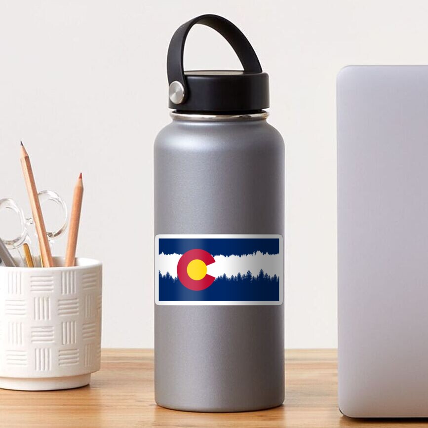 Colorado Flag Treeline Silhouette Sticker