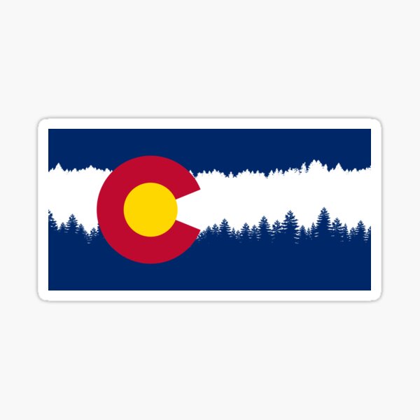 Colorado Flag Treeline Silhouette Sticker