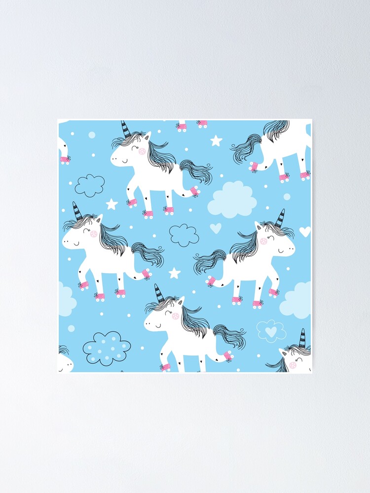 "Cute unicorn print for kids. Vector print. Hand drawn seamless pattern ...