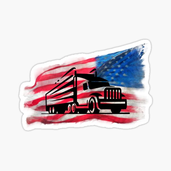 Made In The USE Red American Flag Truck Driver Gifts Vintage Trucker  Design Sticker for Sale by DownHomeCrafts