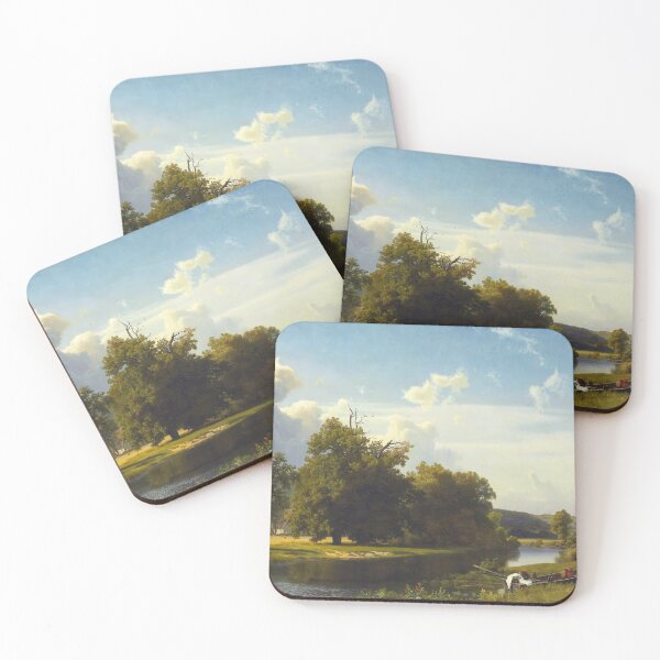 Item preview, A River Landscape Westphalia by Bierstadt  designed and sold by TheSoulOfArt.