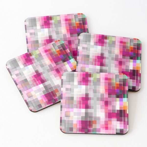 Item preview, geometric pixel square pattern abstract background in pink designed and sold by Mrvell.
